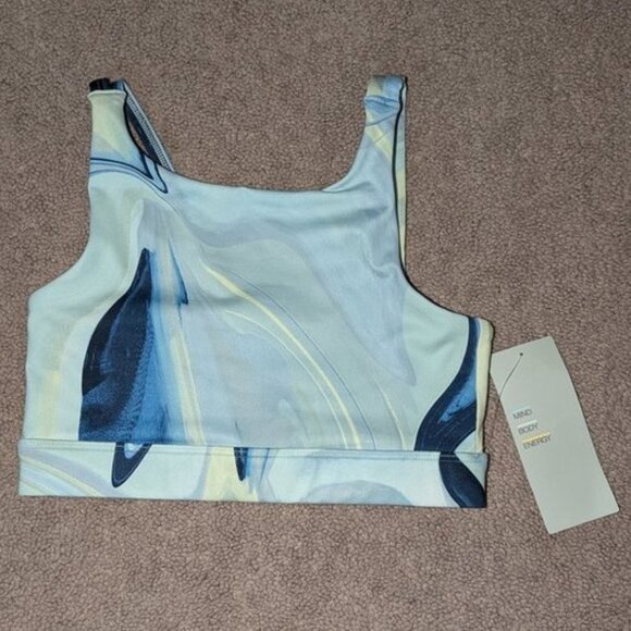 NEW Z by Zella Maggie Cropped Strappy Back Marbled Marble Print Sports Bra Top 7 - Picture 1 of 2